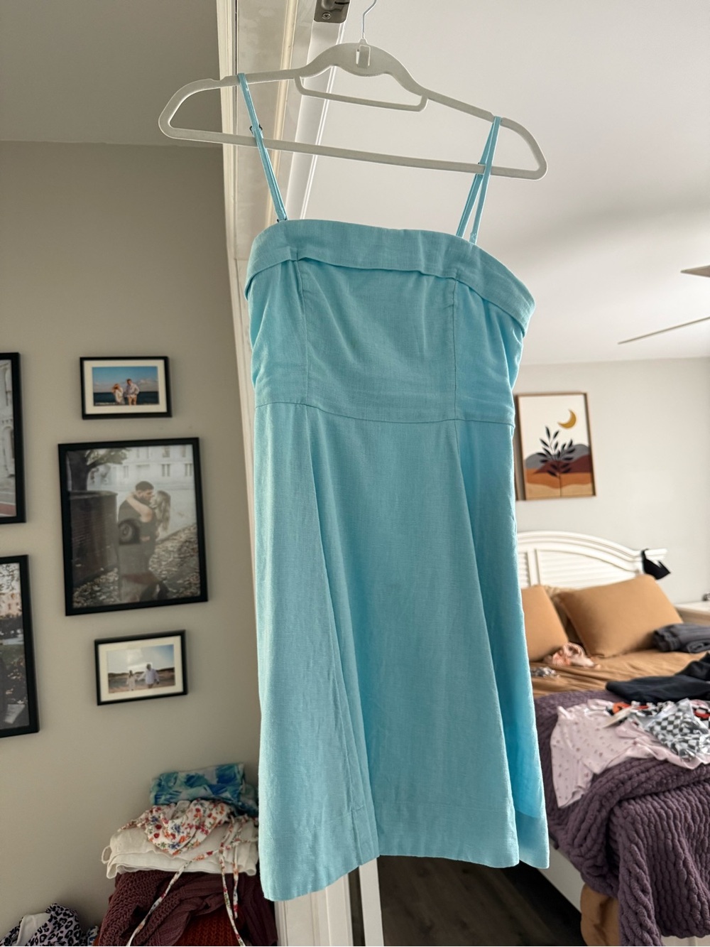Abercrombie & Fitch Light Aqua Spaghetti Strap Mini Dress